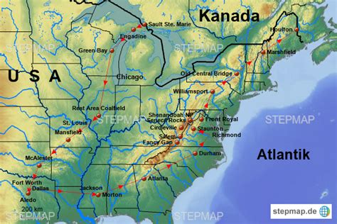 Stepmap Usa Ost 1 Landkarte Für Usa