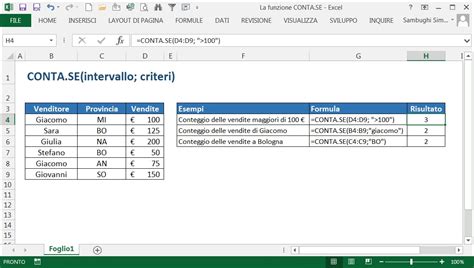Come Usare La Funzione Conta Se Di Excel Excel Academy