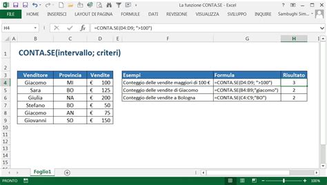 Come Usare La Funzione CONTA SE Di Excel Excel Academy