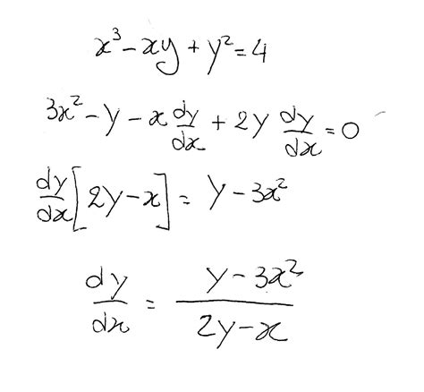 How Do You Differentiate X 3 Xy Y 2 4 Socratic