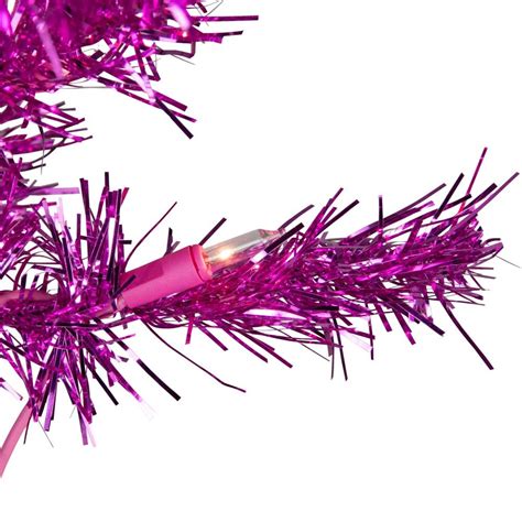 Northlight 4 Pre Lit Pink Artificial Tinsel Christmas Tree Clear