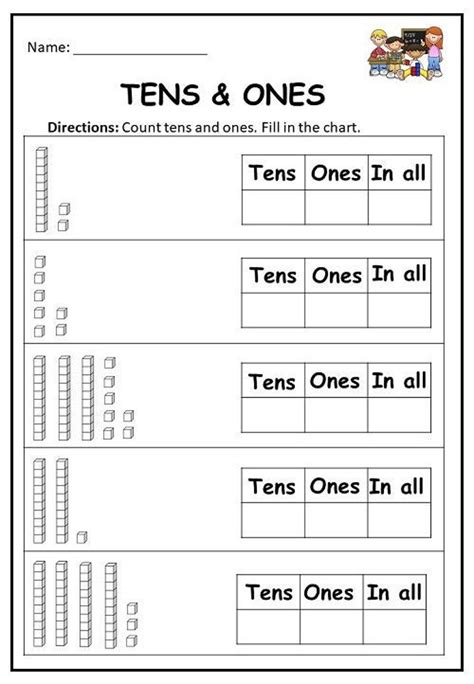 10 Printable Tens And Ones Worksheets Numbers 1 100 For Etsy Uk