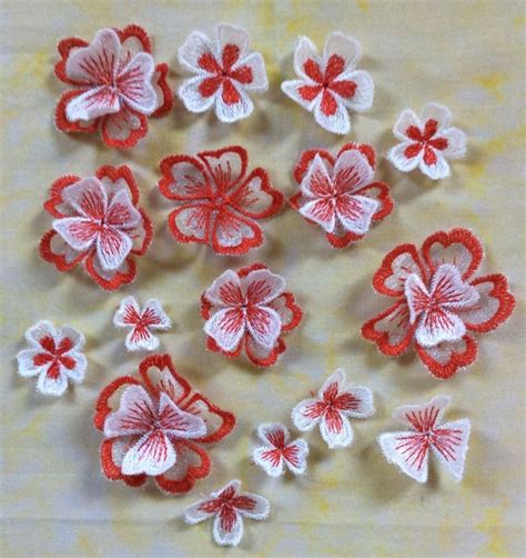 3d Freestanding Organza Flower Set Flower Machine Embroidery Designs