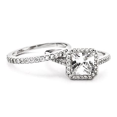 Right slides a princess cut diamond on her finger and swears to love her forever. Movie Inspired Princess Cut CZ Engagement Ring Set | Eve's ...