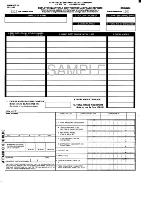 Forms Uce 120 And Uce 101 Sample Employer Quarterly Contribution And