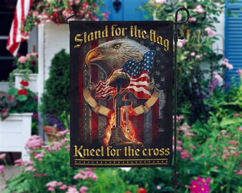 Stand For The Flag Kneel For The Cross Flag Military T Etsy