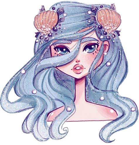 Rikkisgirl Girl Mermaid Bluehair Sticker By Rikkisgirl17