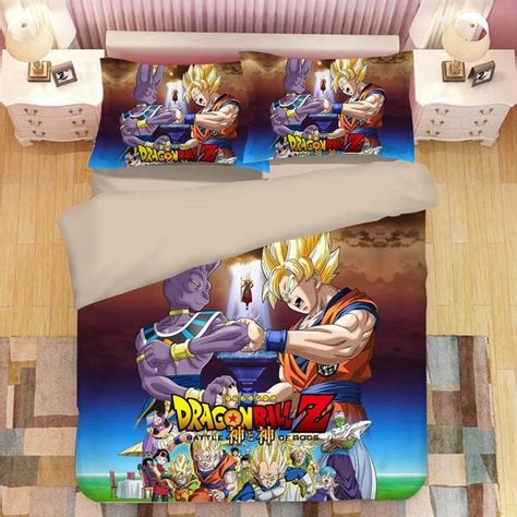 Dragon ball z queen bed set. Dragon Ball Z Battle Of Gods Goku And Beerus Bedding Set