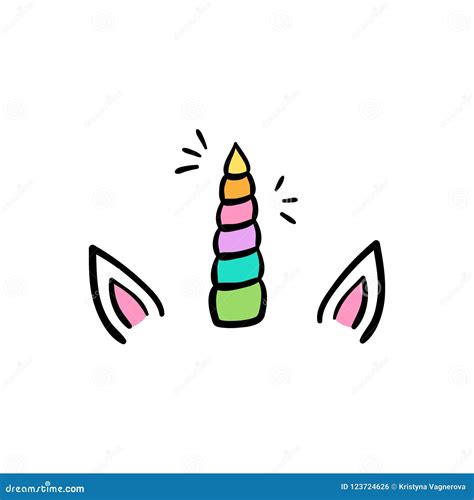 Colorful Unicorn Horn And Ears Vector Illustration Stock Vector