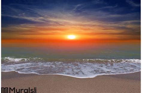 Sunset Over Ocean Beach Wall Mural
