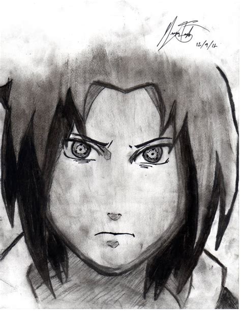 Naruto Shippuden Sasuke Uchiha Charcoal Drawing By Metalangel1234 On