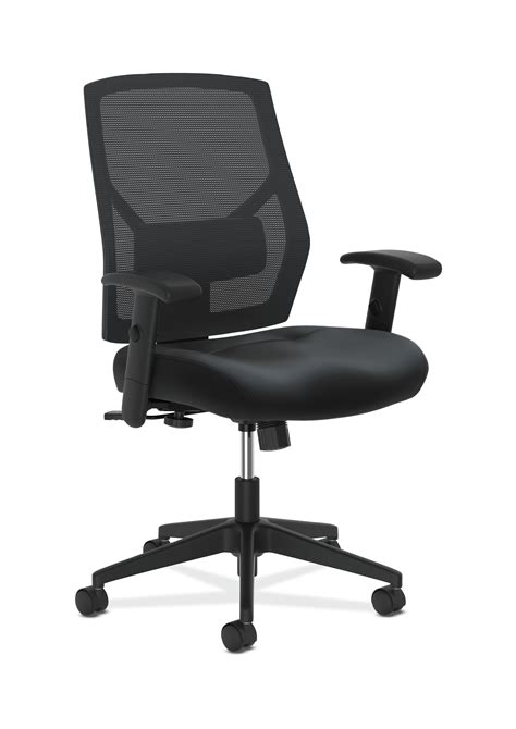 HON Crio High Back Task Chair Leather Mesh Back Computer Chair For Office Desk Black HVL