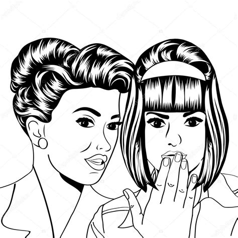 Two Young Girlfriends Talking Comic Art Illustration — Stock Vector © Claudiabalasoiu 41579973