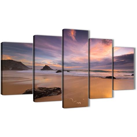 5 Piece Canvas Wall Art Prints Panoramic Landscape Beach Sunset