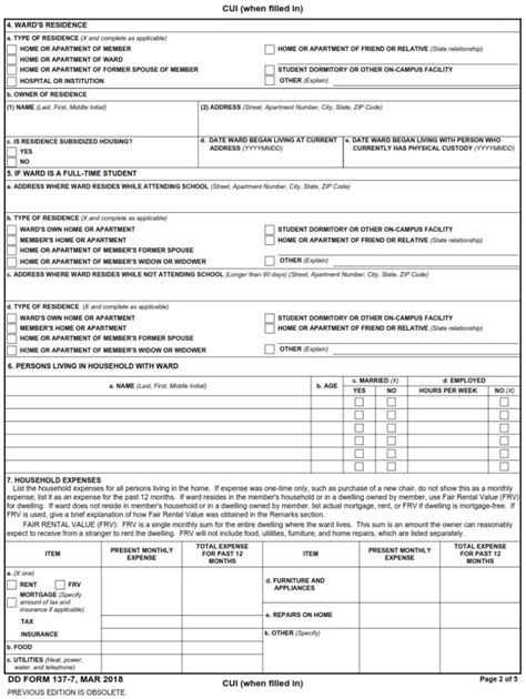 Dd Form 137 7 Dependency Statement Ward Of A Court Instructions