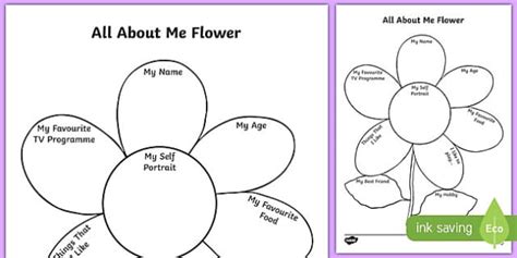 All About Me Flower Template Juniorsenior Twinkl Ireland