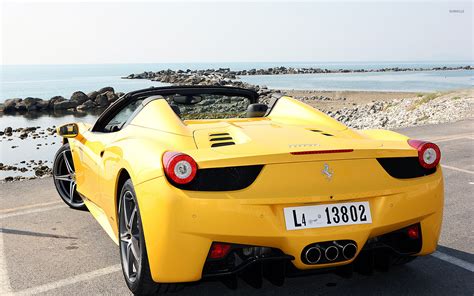 Yellow Ferrari 458 Spider Back View Wallpaper Car Wallpapers 51679