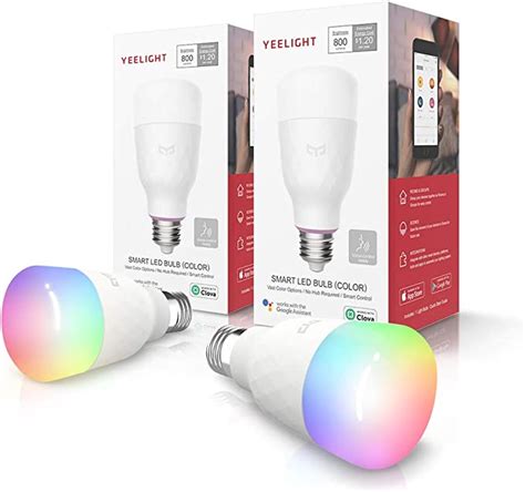 2 Pack Yeelight Smart Light Bulb Multicolor Dimmable App