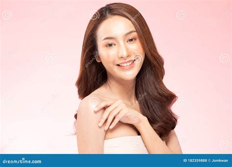 Woman Smile With Clean And Fresh Skin Happiness And Cheerful Stock