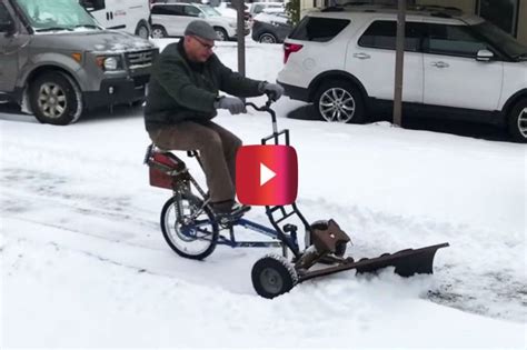 This Bike Powered Plow Is A Nifty Invention For That First Dusting Of