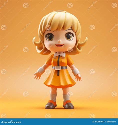 3d Models Of Popular Blonde Hair Doll With Stylistic Manga Design Stock Illustration