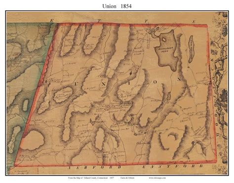 Union Connecticut 1857 Tolland Co Old Map Custom Print Old Maps