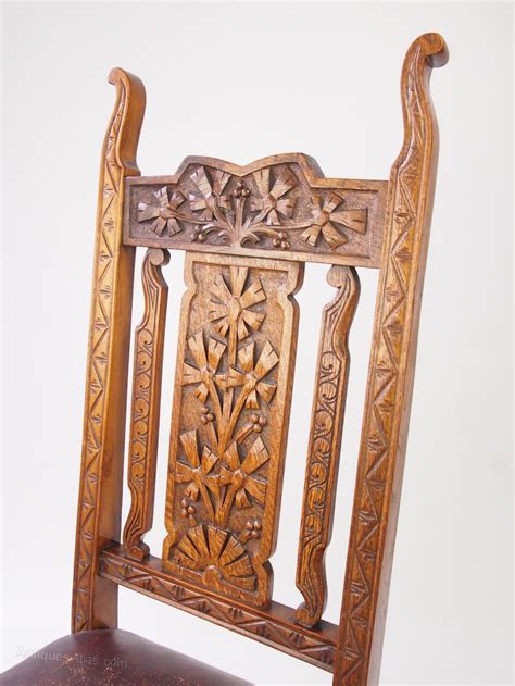 Antique Carved Oak High Back Chair Hall Chair Antiques Atlas