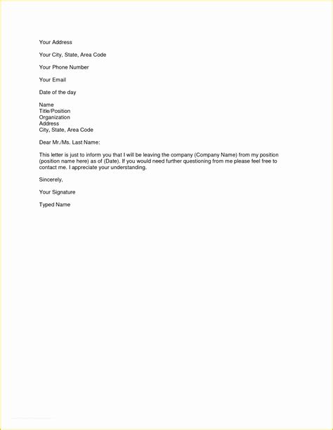 20 Best Free Microsoft Word Resignation Letter Templates Aria Art