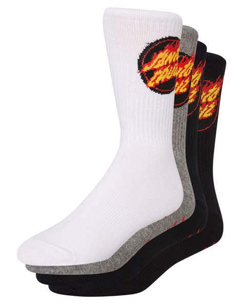 Santa Cruz Flaming Dot Sock 4 Pack Assorted Surfstitch