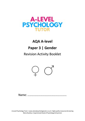 Gender Revision Activity Booklet Aqa Psychology Teaching Resources