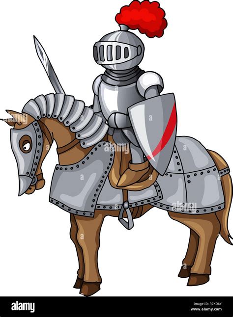 Knights Suit Body Protection Armor With Sword And Shield Cartoon