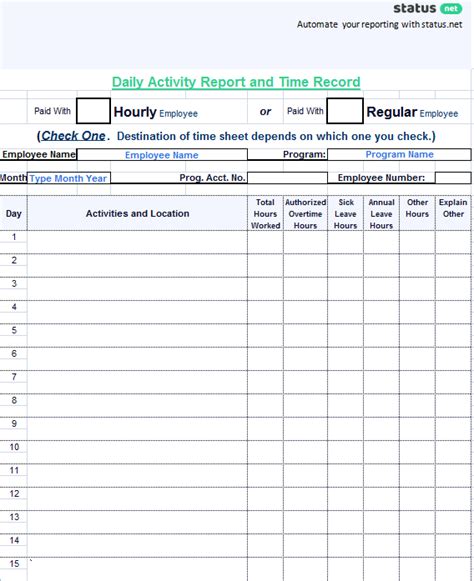 Daily Report Template Free Download Free Printable Templates