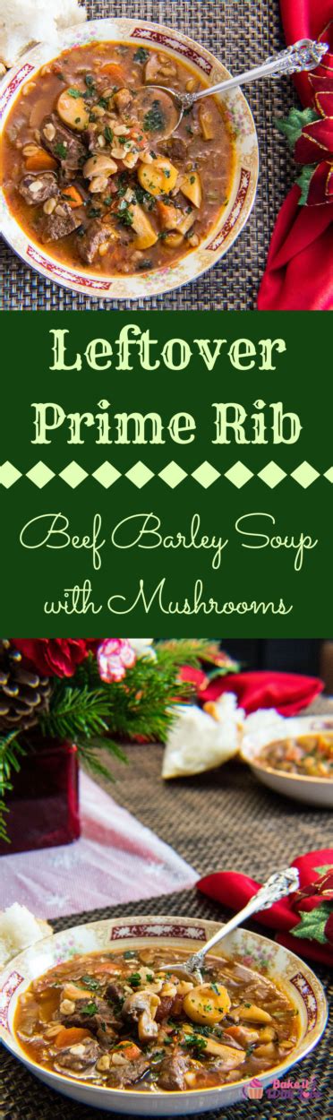 This leftover prime rib pasta has chunks of medium rare roast beef tossed with bow tie pasta in a creamy, red wine mushrooms sauce. Leftover Prime Rib Beef Barley Soup with Mushrooms ...