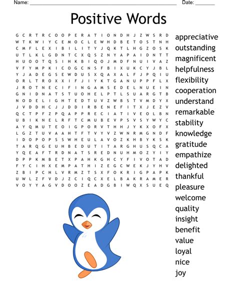 Printable Positive Word Search Puzzles