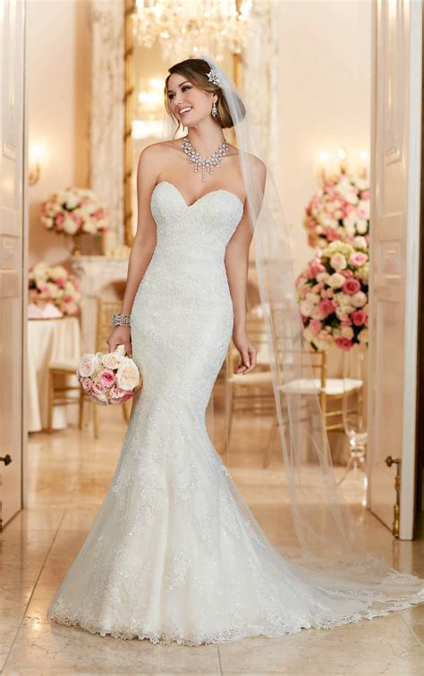 Lace Over Satin Fit And Flare Wedding Dress Stella York Wedding Dresses