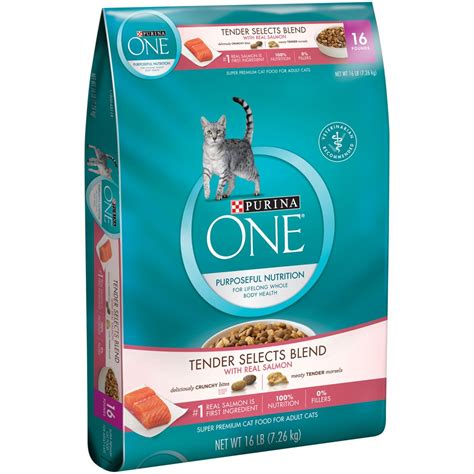 Like dogs, cats can suffer from food allergies. Purina ONE Tender Selects Blend with Real Salmon Adult Cat ...