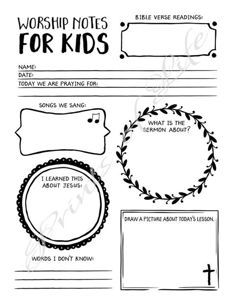Worship Notes For Kids Pdf Printable Instant Download Etsy Sunday