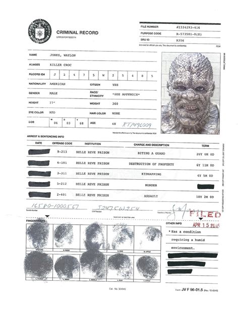 Argus Files Killer Crocs Criminal Record Suicide Squad Photo