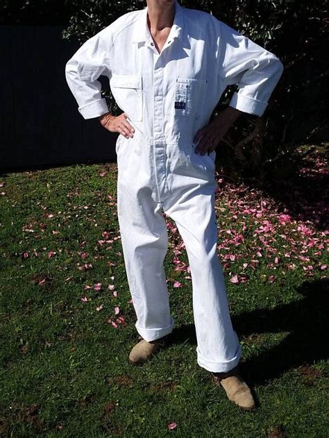 White Long Sleeve And Leg Painters Overalls Jumpsuit Etsy Painters