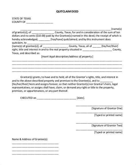 FREE Sample Quit Claim Deed Forms In PDF MS Word