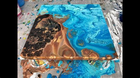 Acrylic Pour Painting Double Flip Cup Summer Days Acrylic Pouring