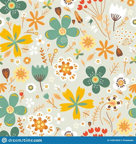 Amazing Floral Vector Seamless Pattern Of Flowers Stock Vector
