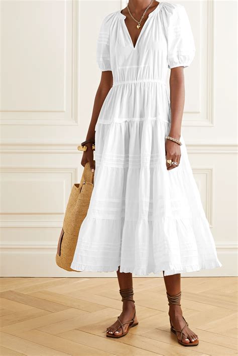 White Claribel Cotton Poplin Midi Dress Ulla Johnson Net A Porter