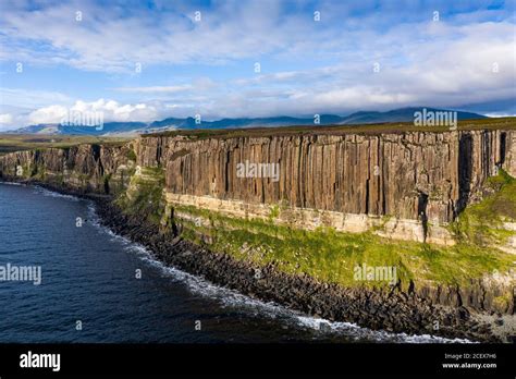 Aerial View Of Sea Cliffs Called Kilt Rock At Staffin On Trotternish