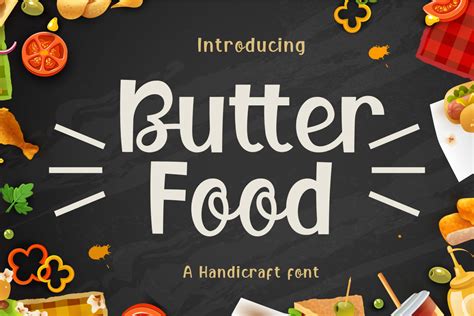Butter Food Font On Yellow Images Creative Store