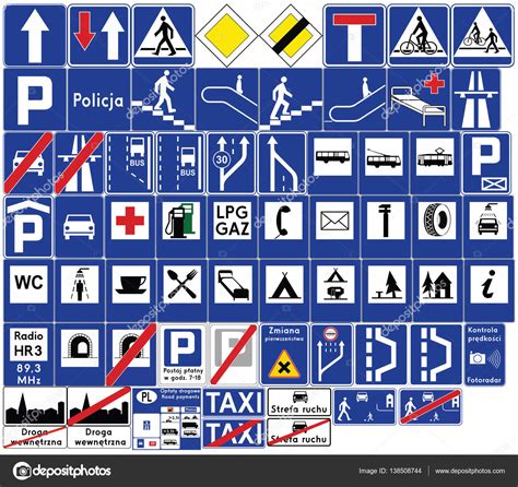 Znaki Drogowe W Polsce Znaki Informacyjne Formacie Wektorowym Grafika