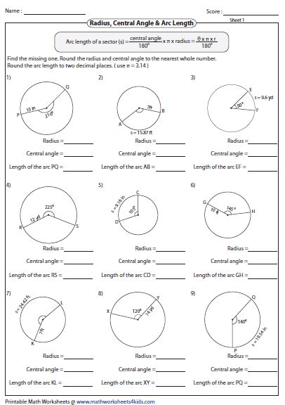 Angles And Arcs In Circles Worksheet