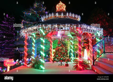 Christmas Light Gazebo Stock Photo Alamy