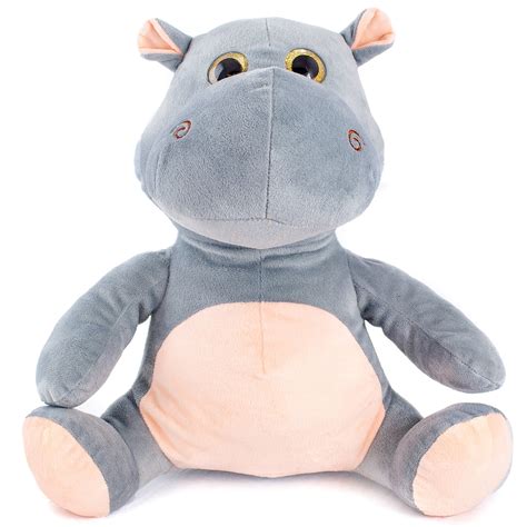 Super Soft Plush Big Glitter Eye Hippo Stuffed Animal Toy 14 Inch
