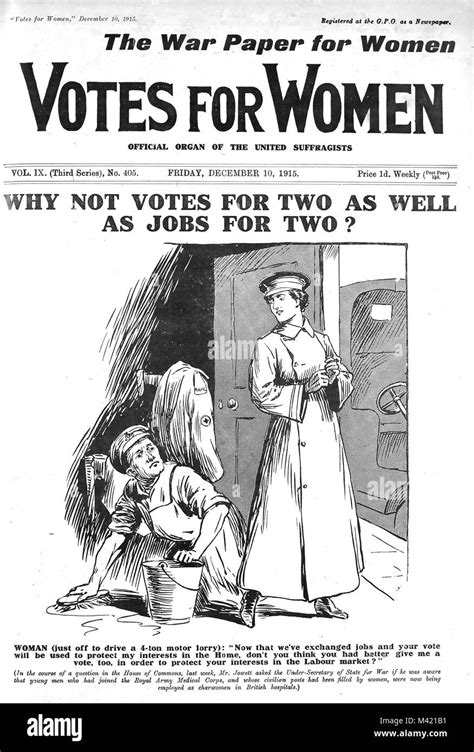 Votes For Women English Suffragette Newspaper 10 December 1915 Stock